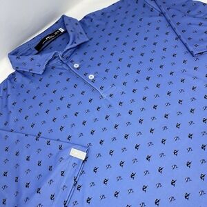 RLX Ralph Lauren Polo Shirt XXL Blue Marlin Sailfish Golf Performance Mens 2Xl